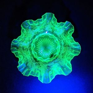 Exquisite Green Patterned Uranium Depression Glass